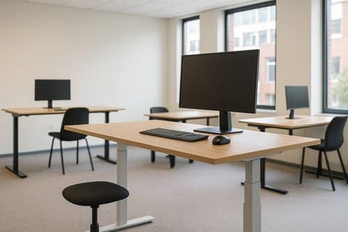 Zit-sta bureau op kantoor voor staand werken